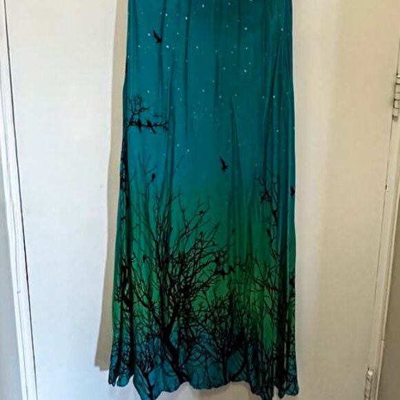 Blue and Green Forest-Print Maxi Dress - Picture 8 of 8